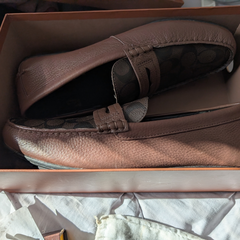Coach Brown Leather Slip-On Loafers